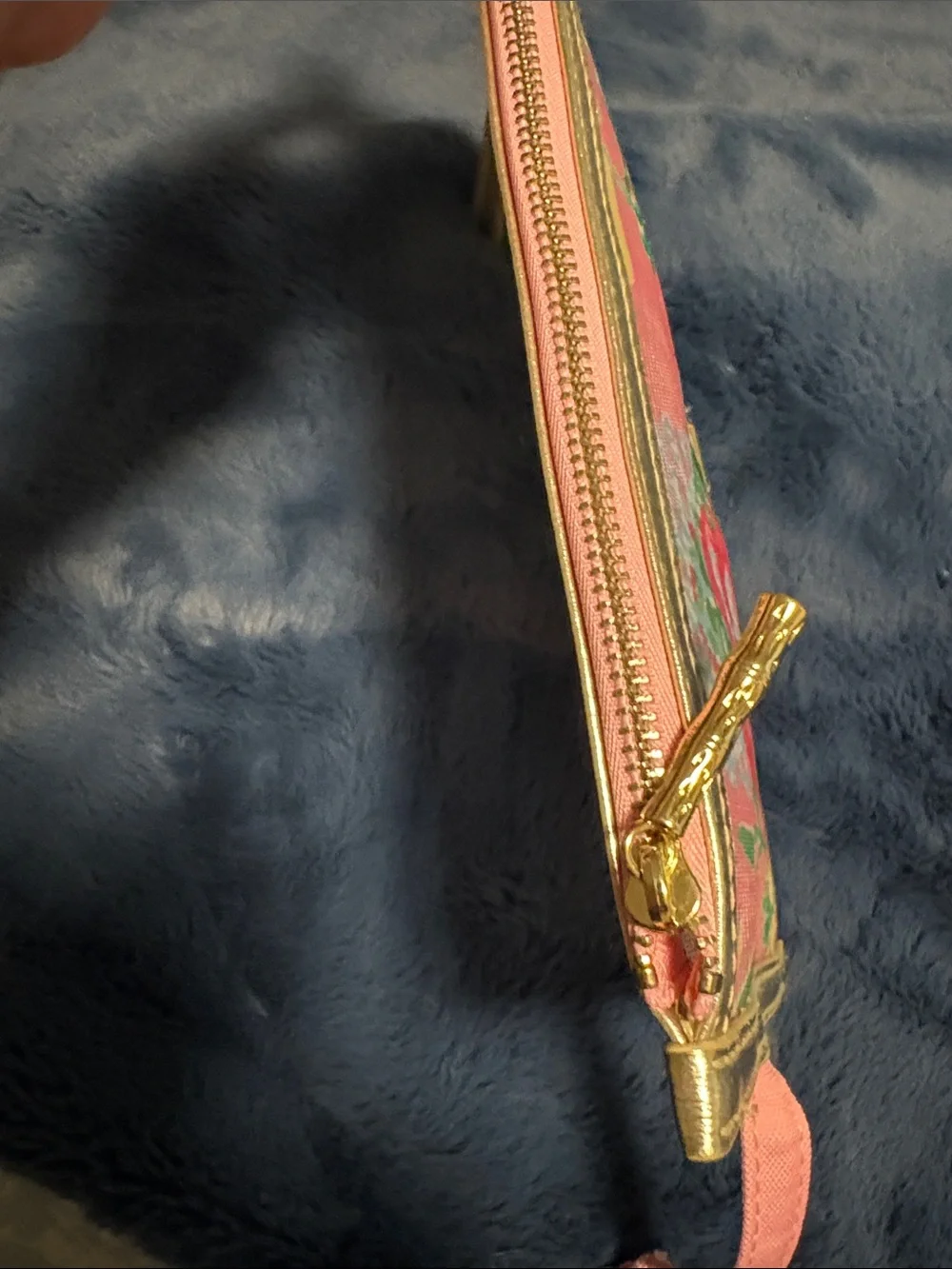 Lily Pulitzer Floral Pink  Clutch with Gold Trim